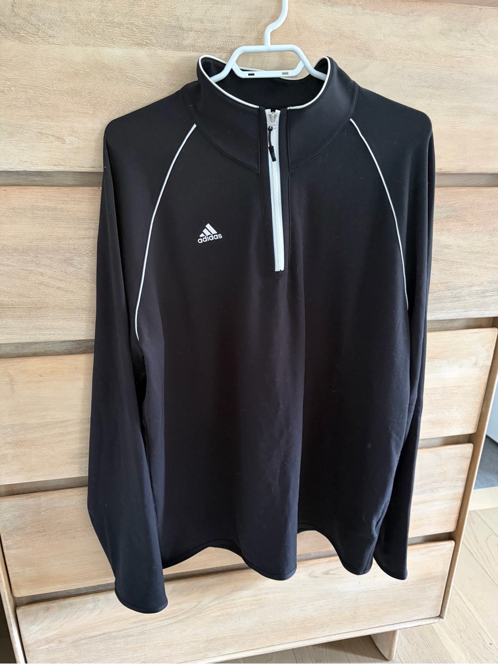 adidas Black Quarter-Zip Pullover with White Accents